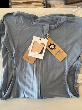 NWT KAIYA ANGEL BABY Organic Cotton Zip Sleep Sack in Dusty Blue 0-6 mo